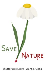 Cortar flor de margarita guardar ilustración vectorial de naturaleza aislada en fondo blanco