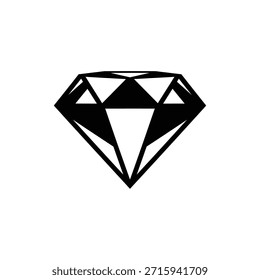 Ícone de glifo de diamante cortado representando luxo, joias e símbolo precioso de gema