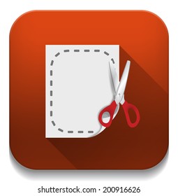 cut document icon With long shadow over app button