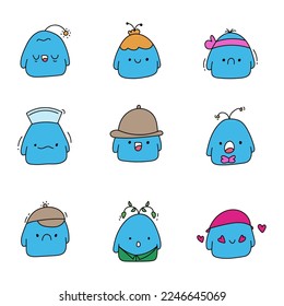 cut doodle birds expression set vector