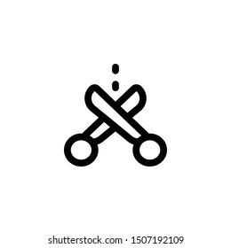 Cut the Dotted Line Icon Outline Vector