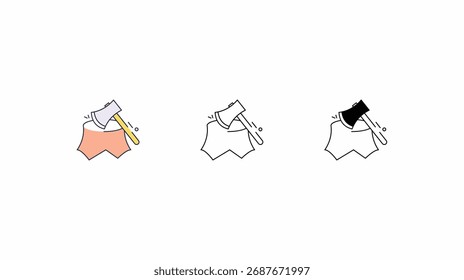 Cut Down icons vector set color line glyph line icons stock illustration