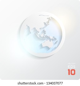Cut the earth in blue tones. Eps10. Asia, Australia, Oceania, Eurasia.