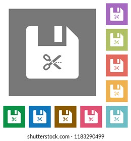 Cut file flat icons on simple color square backgrounds