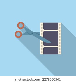 Cut film icon flat vector. Montage movie. Footage editor