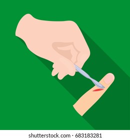 Cut The Finger With A Surgical Scalpel. Surgery Single Icon In Flat Style Vector Symbol Stock Illustration Web.