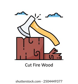 Cut Fire Wood vector  Filled outline icon style illustration. Symbol on White background EPS 10 File