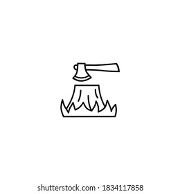 Cut firewood icon. Farm and agriculture icon. Simple, flat, black, outline.