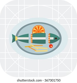 Cut fish on plate