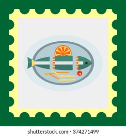 Cut fish on plate