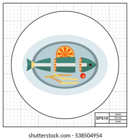 Cut fish on plate