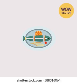 Cut fish on plate