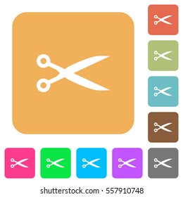 Cut flat icons on rounded square vivid color backgrounds.