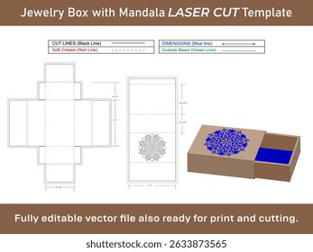 Cut and Fold Jewelry Box Laser cut Dieline Template
