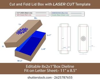 Cut and Fold Ractangle Corrugated Gift Box Dieline Template