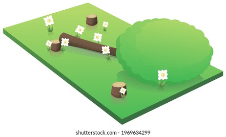 Cut forest with one last tree lying down (cut out)