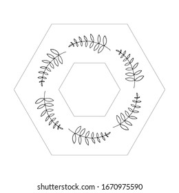 Cut frame in doodle style in vector. Leaves. geometric design for decoration interior, print posters, card, banner, wrapping.