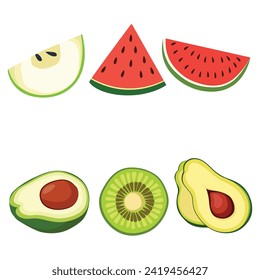 cut fruit collection, vector design set