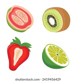 cut fruit collection, vector design set