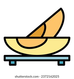 Cut fruit icon outline vector. Cooked dish. Brazilian dish color flat