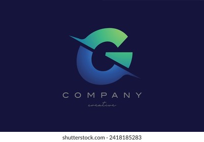 cut G gradient letter logo icon design vector illustration. Creative blue and green template for business or company