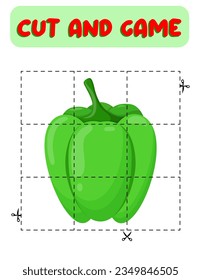 Cut and game. Pepper. Educational game for children.