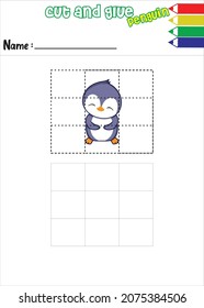 cut and glue the animal character penguin cartoon.