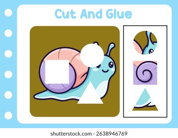 cut and glue animal cute snail. kids puzzle.   