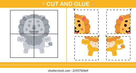 cut and glue animal education paper game for kindergarten and preschool cut and glue game for kids