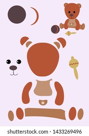 Cut and glue. Baby bear. Ball and beanbag . Education paper game for preshool children, use scissors and glue to create the applique, cut parts of the image and glue on paper. Vector illustration