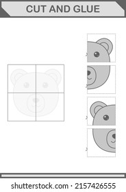 Cut and glue Bear face. Worksheet for kids