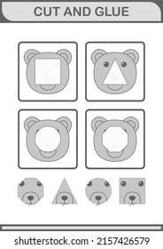 Cut and glue Bear face. Worksheet for kids