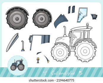 Cut and glue a cartoon tractor