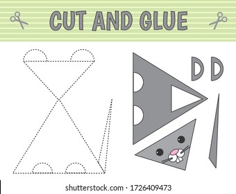 Cut and glue. Children's game. Constructor, application. A mouse of geometric shapes. Vector