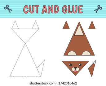 Cut and glue. Children's game. Constructor, application. A dog of geometric shapes. Vector
