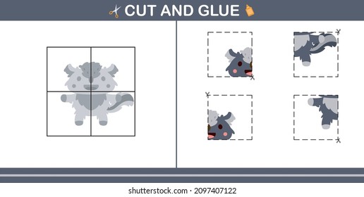 Cut and Glue of cute skunk,education game for kids age 5 and 10 Year Old