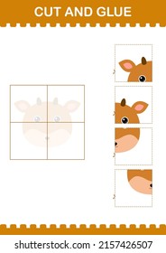 Cut and glue Deer face. Worksheet for kids