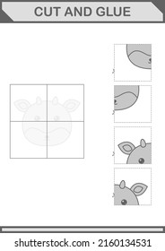Cut and glue Deer face. Worksheet for kids
