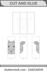 Cut and glue Deer face. Worksheet for kids