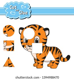Cut and glue. Education developing worksheet. Activity page. Game for children. Isolated vector illustration in cute cartoon style.
