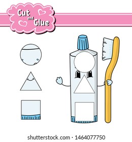 Cut and glue. Education developing worksheet. Activity page. Game for children. Isolated vector illustration in cute cartoon style.