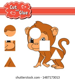 Cut and glue. Education developing worksheet. Activity page. Game for children. Isolated vector illustration in cute cartoon style.