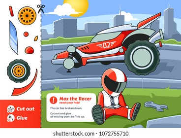 Cut and Glue is an educational game for kids. Help Max the Racer Fix his Car