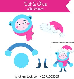 Cut and Glue . Educational game for preschool children. Simple vector illustration.