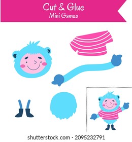 Cut and Glue . Educational game for preschool children. Simple vector illustration.