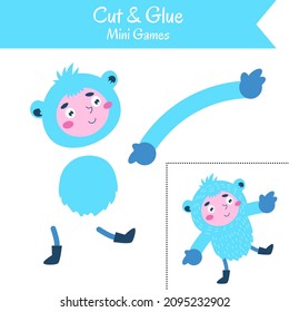 Cut and Glue . Educational game for preschool children. Simple vector illustration.