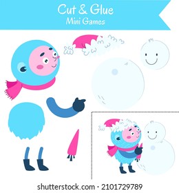 Cut and Glue . Educational game for preschool children. Simple vector illustration.