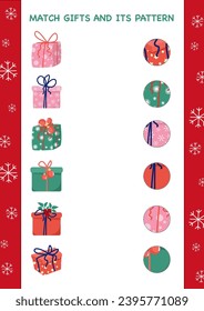 Cut and glue. Find match, print, element. Educational Development Worksheet. Cards for kids on a New Year theme. A3 format is ready for printing. Vector file.