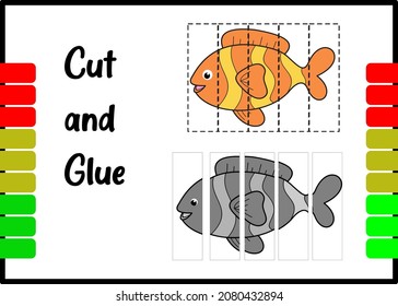cut and glue the fish. learn how to cut the fish and glue