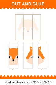 Cut and glue Fox face. Worksheet for kids